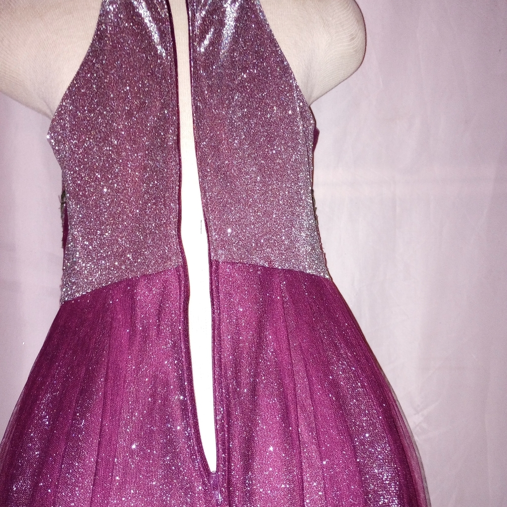 Social Couture Plum Sparkly Formal Dress Size 9/10 - Picture 12 of 16